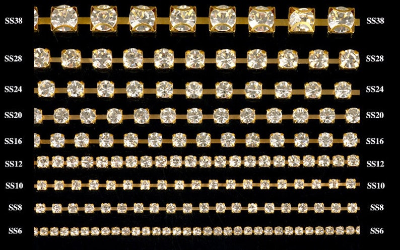 Cadena de copa con cierre de diamantes de imitación de 2 yardas, 2-4 mm, configuración de plata, fila única, 14 colores, venta al por mayor de alta calidad 7000-47 imagen 10