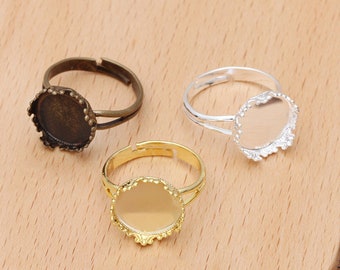 10pcs/los 12mm einstellbare Ring Einstellungen leere Basis für Glas Cabochons, Runde Ring Lünetten DIY Schmuck machen