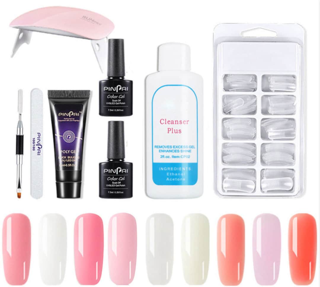 Kit poly gel set,Set of Extend gel,nail form,top coat,UV nail Dryer,nail file,False Nail Tip,Nail Art tools set,Manicure Kits(7015-14)