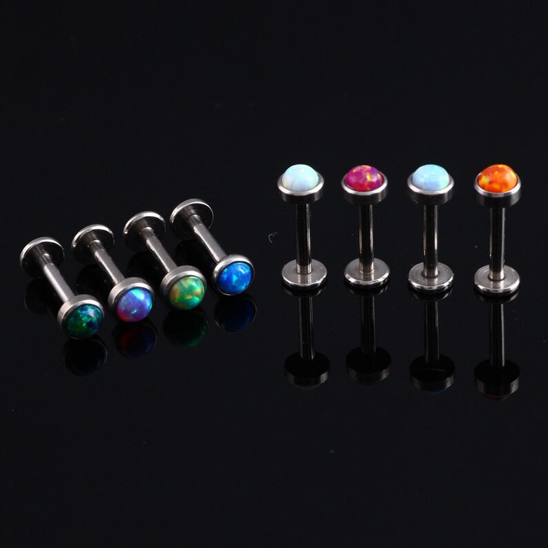 2 Pcs Opal Stainless Steel Anti Allergy Eyebrow Lip Nasal Etsy