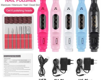 Electric Nail Drill Machine Manicure Set Pedicure Nail Drill File Gel Remover Polishing Tools Portable Drill Equipment(7015-1)