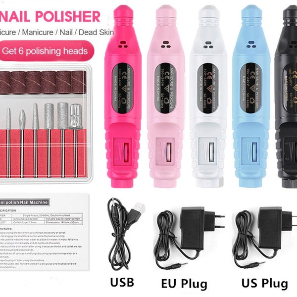 Electric Nail Drill Machine Manicure Set Pedicure Nail Drill File Gel Remover Polishing Tools Portable Drill Equipment(7015-1)