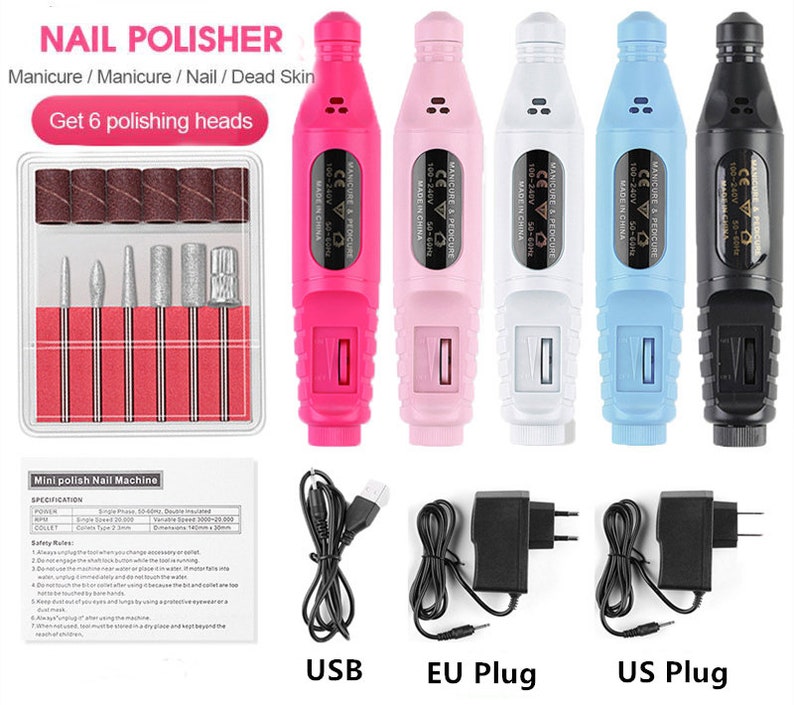 Electric Nail Drill Machine Manicure Set Pedicure Nail Drill File Gel Remover Polishing Tools Portable Drill Equipment7015-1 image 1