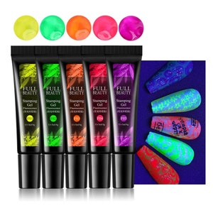 8ml Fluorescence/non-Fluorescence Nail Stamping Plate Gel Nail Polish Stamp Print Oil Glow In Dark Soak Off UV Gel Lacquer Varnish Nail Art