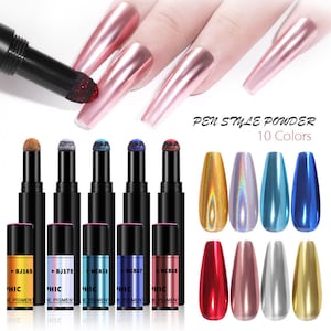 soild mirror powder pen for nail art decoration DIY 3D manicure metallic gold silver rose red nail laser powder (7003-536)