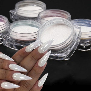 Joyería para uñas, purpurina, polvo de concha mágica, polvo de espejo de perla de sirena, manicura rosa neón arcoíris 7004-233 imagen 9