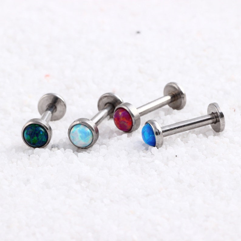 2 Pcs Opal Stainless Steel Anti Allergy Eyebrow Lip Nasal Etsy