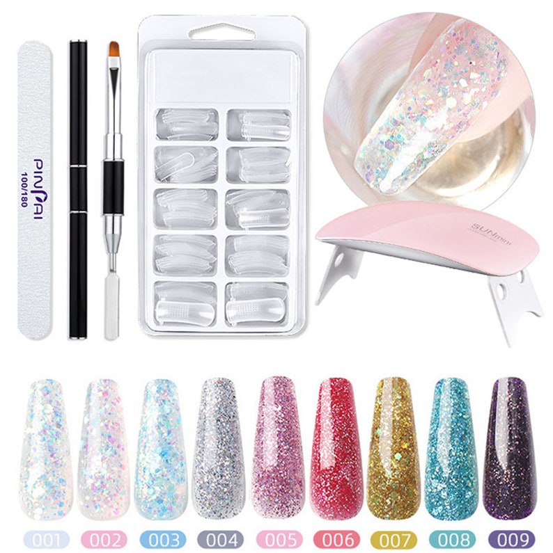 Kit poly gel set,Set of Extend gel,nail form,UV nail Dryer,nail file,False Nail Tip,Nail Art tools set,Manicure Kits7015-67 image 1