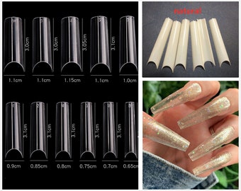 gratis verzending - 550 stks XXL Extra Lange Franse Nepnagels, Curve Clear Nails Tips, Press On Nails, Valse Nagels, Lijm op Nagels, Half Cover Nail Tips