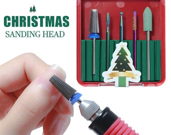Christmas Nail Drill Bit,boxed Grinding Head,Electric Drill Bits Nail Art Equipment Grinding Head Tool Kit,nail treatments Ins fashion