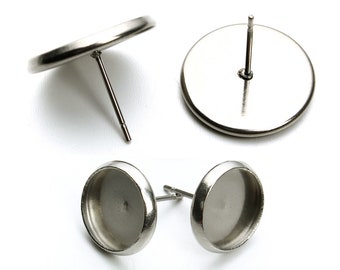 6/8/10/12/14/16/20mm stainless steel round Blank earring Base,Connector Cabochon for earring making,Earring Backs(7014-12)