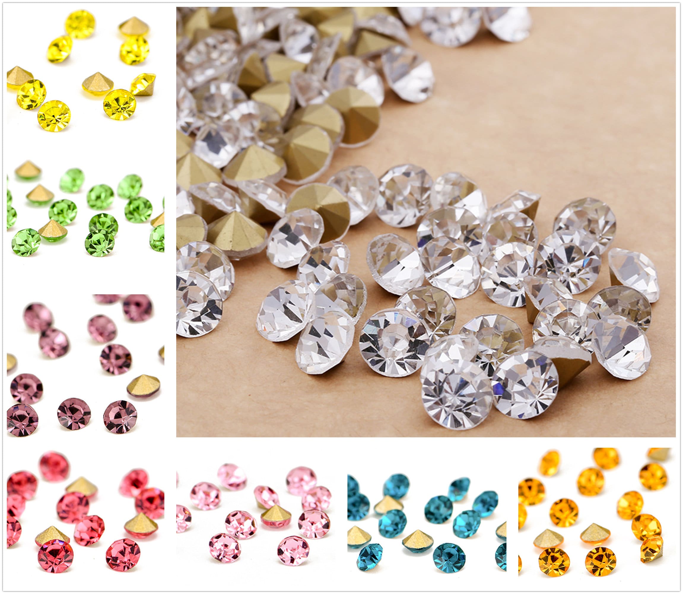 3mm clear silver rhinestones,home decoration colorful loose rhinestones  point back stones nail art crystals color mix ss12 - AliExpress