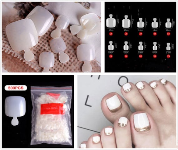 Pure Color Toe Nails Press Toenails Full Cover Glossy - Temu
