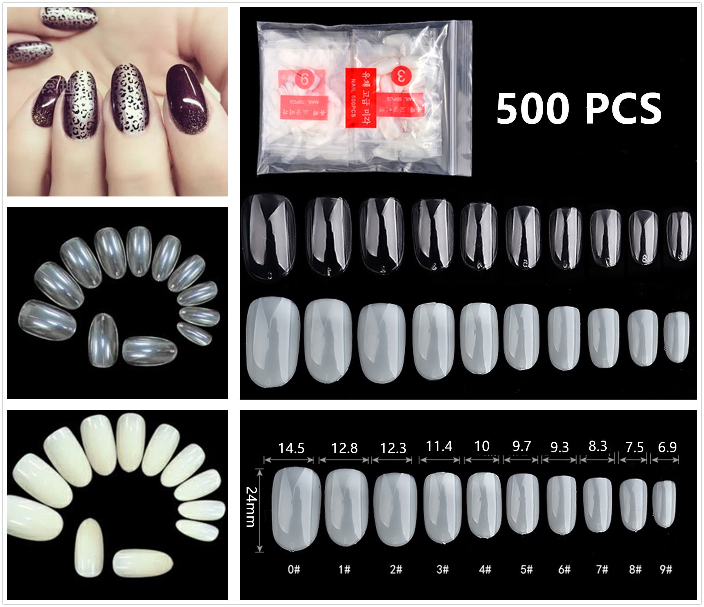 500 Pcs Short Round Fake Nailscurve Clear Nails Tipspress on - Etsy