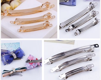 10/20 pcs 6-10cm French barrettes,rhodium/gold Curved Metal clips,Blank Barrettes,Baby Clips,DIY Hair Clips Jewelry Base,wholesale(7000-40)