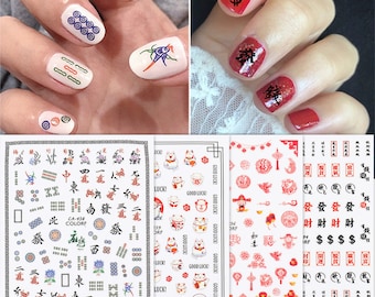 Chinese mahjong quick art sticker,Chinese New year Sticker Nail decal with Gum, mix Chinese nail sticker,Nail Art Decorations(7004-96)