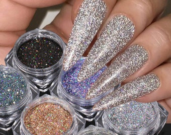 Un ensemble de poudre Flash, petites paillettes, paillettes scintillantes, poussière de poudre d'art d'ongle, décoration d'ongle, paillettes d'ongle, poudre d'art d'ongle (7004-249)