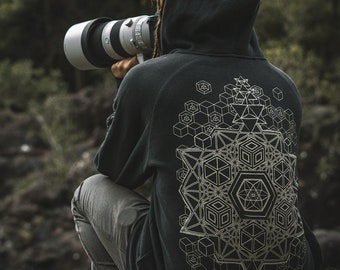 SACRED GEOMETRY HOODIE Psychedelic Hoodie Sacred Geometry Clothing Psy Hoodie Festival Hoodie Festival Clothing  Zip Up Hoodie