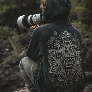 SACRED GEOMETRY HOODIE Psychedelic Hoodie Sacred Geometry Clothing Psy Hoodie Festival Hoodie Festival Clothing  Zip Up Hoodie