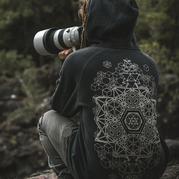 SACRED GEOMETRY HOODIE Psychedelic Hoodie Sacred Geometry Clothing Psy Hoodie Festival Hoodie Festival Clothing  Zip Up Hoodie