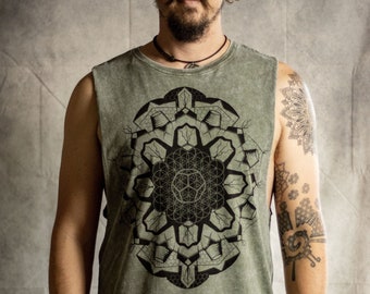 Sacred Geometry Flower of Life Festival Vest Tank