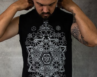 Sacred Geometry Fractal Psy Trance Merkaba Festival Clothing Tank T-Shirt