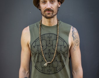 Shipibo Ayahuasca Shaman Clothing Mens Festival Vest Tank Tribal Shamanic Healing Clothing Psy Trance Psychedelic Goa Geometric