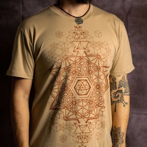 Sacred Geometry Clothing Fractal Clothing Psy Trance Burning Man Festival Clothing Merkaba Geometric Hexagon Shirt Mandala