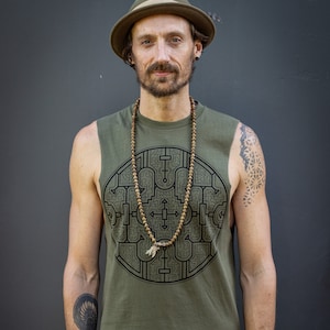 Shipibo Ayahuasca Shaman Clothing Mens Festival Vest Tank Tribal Shamanic Healing Clothing Psy Trance Psychedelic Goa Geometric image 1