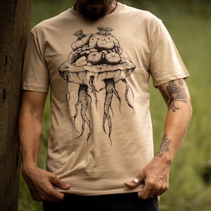 Herren Trippy Botanischer Wüstenkaktus Lophophora Williamsii Peyote Festival T-Shirt