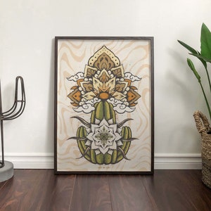 WACHUMA SKIES Kaktus Pflanze Botanische Kunst Psychedelische Illustration Wall Print