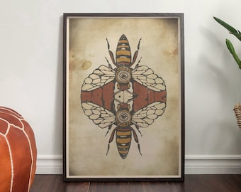 Third Eye Bee Animal Insect Illustration Art Wall Print