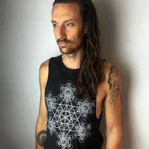 Metatrons Cube Heren Festival Vest Tank Tribal Sjamanistische Healing Kleding Psy Trance Psychedelisch Goa Geometrisch
