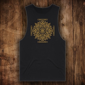 Yoga Clothes Sri Yantra Sacred Geometry Clothing Chakra Mandala Top Mens Tank Top Festival Clothing Yoga Tank Vest image 1