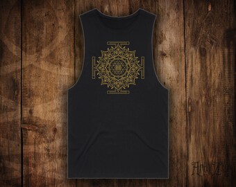 Yoga Clothes Sri Yantra Sacred Geometry Clothing Chakra Mandala Top Mens Tank Top Festival Clothing Yoga Tank Vest