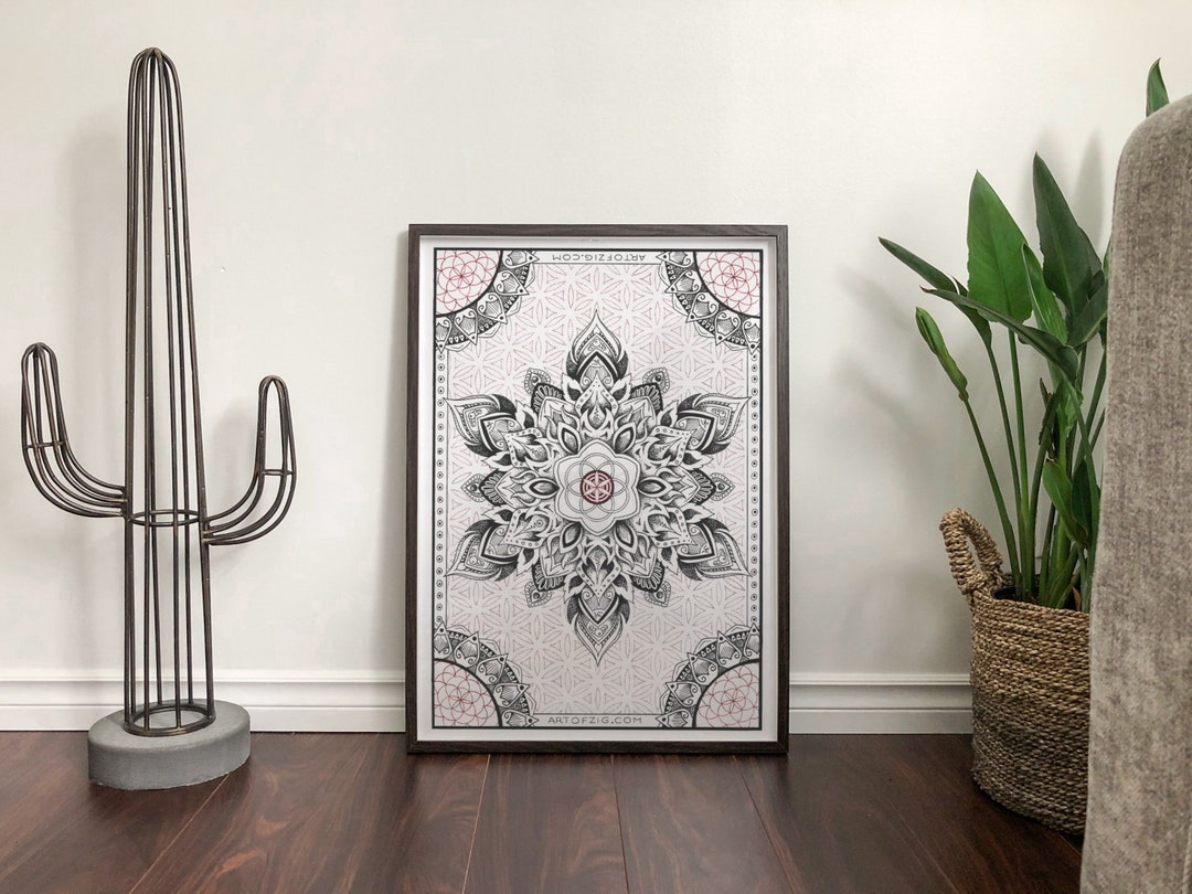 Sacred Geometry Flower of Life Mandala Dotwork Art Print Wall Art - Etsy