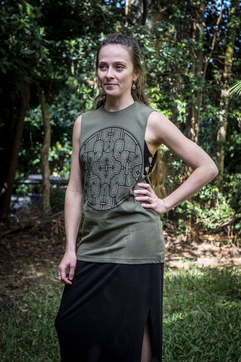 Shipibo Ayahuasca Shaman Clothing Mens Festival Vest Tank Tribal Shamanic Healing Clothing Psy Trance Psychedelic Goa Geometric image 5