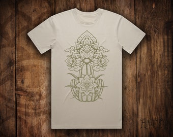 Mens Cactus Flower Mandala Dotwork T-Shirt