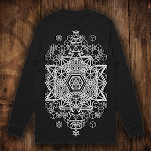 SACRED GEOMETRY 64 Tetrahedron Psychedelic Longsleeve Festival Clothing