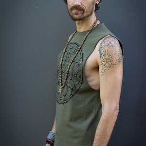 Shipibo Ayahuasca Shaman Clothing Mens Festival Vest Tank Tribal Shamanic Healing Clothing Psy Trance Psychedelic Goa Geometric image 3