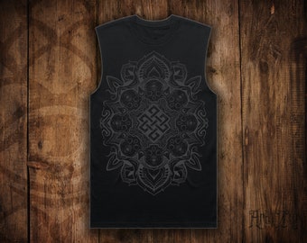 Endless Knot Memento Mori Day of the Dead Skull Mandala Graphic Tank