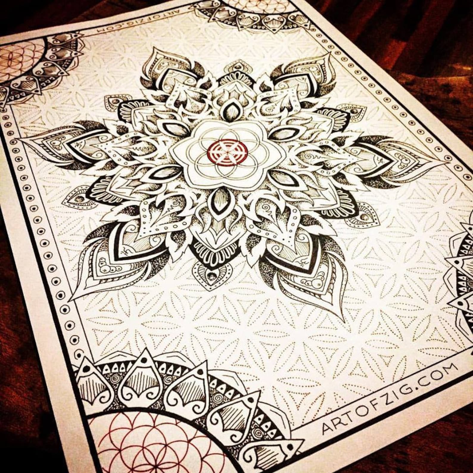 Sacred Geometry Flower of Life Mandala Dotwork Art Print Wall Art - Etsy