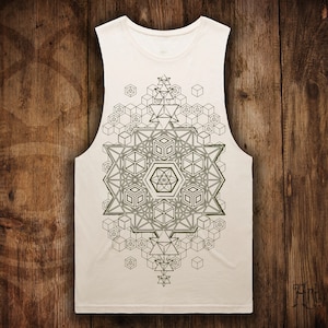 MENS Heilige Geometrie Ster Tetraëder Fractal Festival Vest Tank Top
