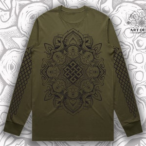 Endless Knot Memento Mori Tag der Toten Schädel Mandala Grafik Langarm