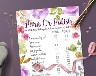 floral bridal shower, porn or polish, bachelorette party games, hen party games, country printables, peonies, boho lingerie shower - br55