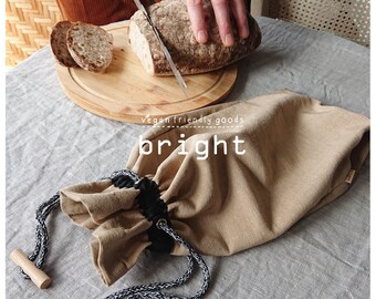 Sustainably grown cotton BREAD BAG / drawstring produce bag / waste less