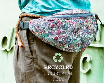 VEGAN Industrial RECYCLED Felt Belt Bag / recycled felt case All Man-Made no waste fanny pack UNISEX