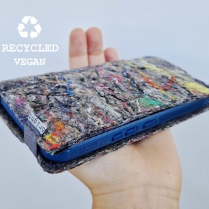 iPhone fold case, recycled fabric iPhone sleeve, colorful felt cover for iPhone 16, iPhone 15, made to measure and other sizes
