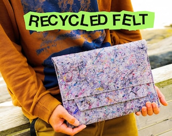 Étui pour ordinateur portable en feutre industriel RECYCLÉ VEGAN, MacBook AIR 13, Macbook 2018-2024, pochette à rabat entièrement synthétique, sans déchet