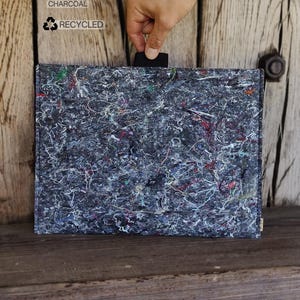 MacBook Pro 14 Hülle aus recyceltem Filz, Vegan Cover mit Klettverschluss, Leichte Puff Hülle, Anthrazit